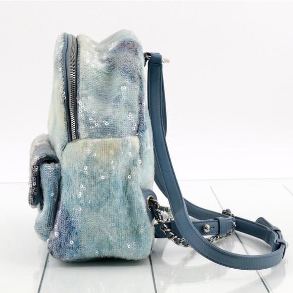 Chanel Sequin Mini Backpack Waterfall Blue Tri-color Bag Rare Light Limited Ed. - Picture 5 of 16